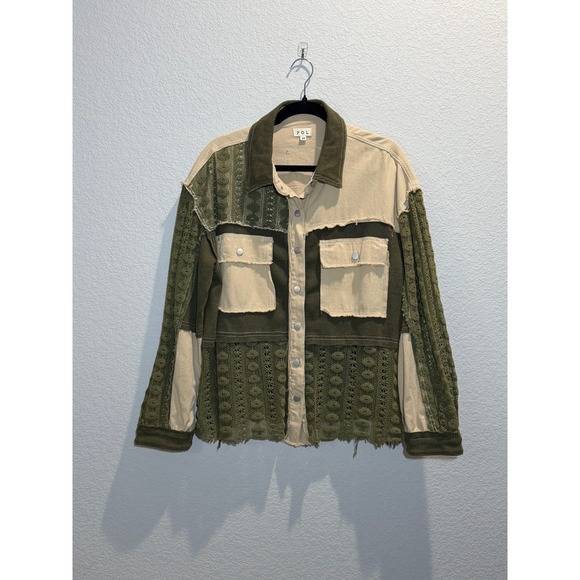 POL Jackets & Blazers - POL Women's Patchwork Oversized Shacket Size Medium